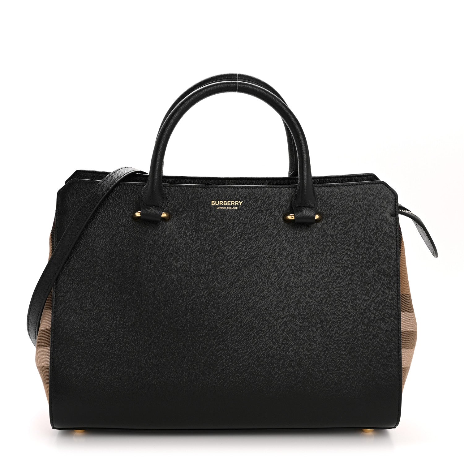 Burberry Calfskin Mega Check Small Banwell Tote Black 1 of 14