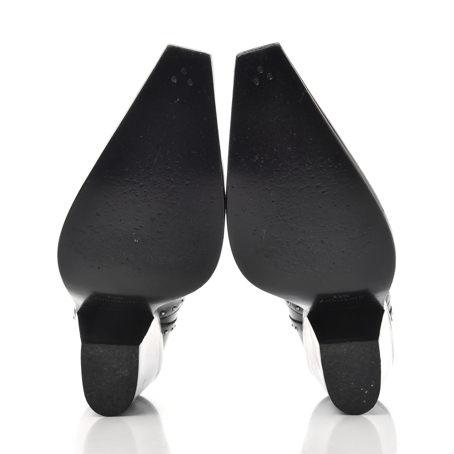 Smooth Calfskin Studded Western Cap Toe Ankle Boots 38.5 Black