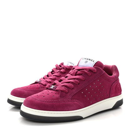 Chanel Suede Calfskin Logo Sneakers 39 Dark Pink 3 of 10