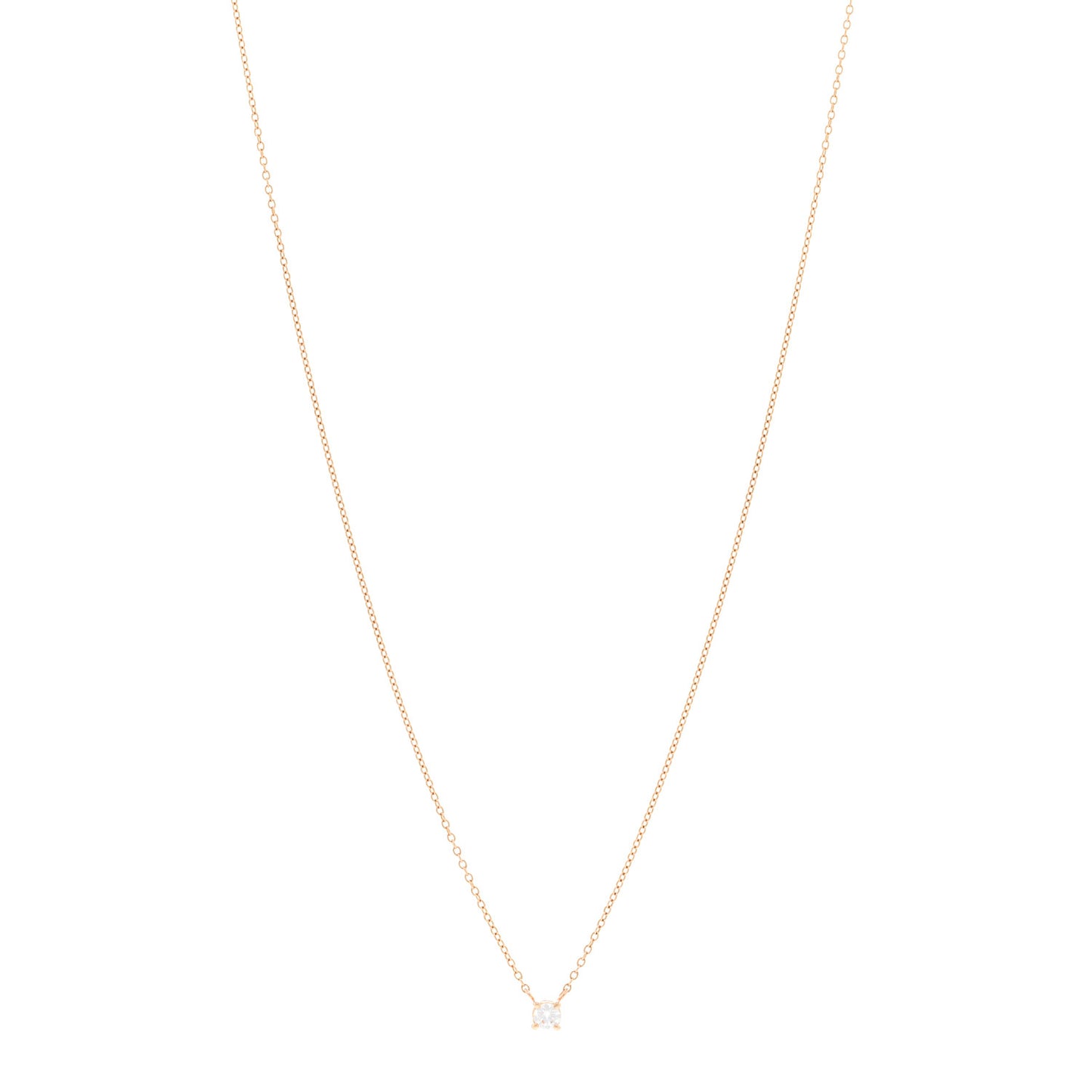18K Rose Gold Diamond .14ct Solitaire Pendant Necklace
