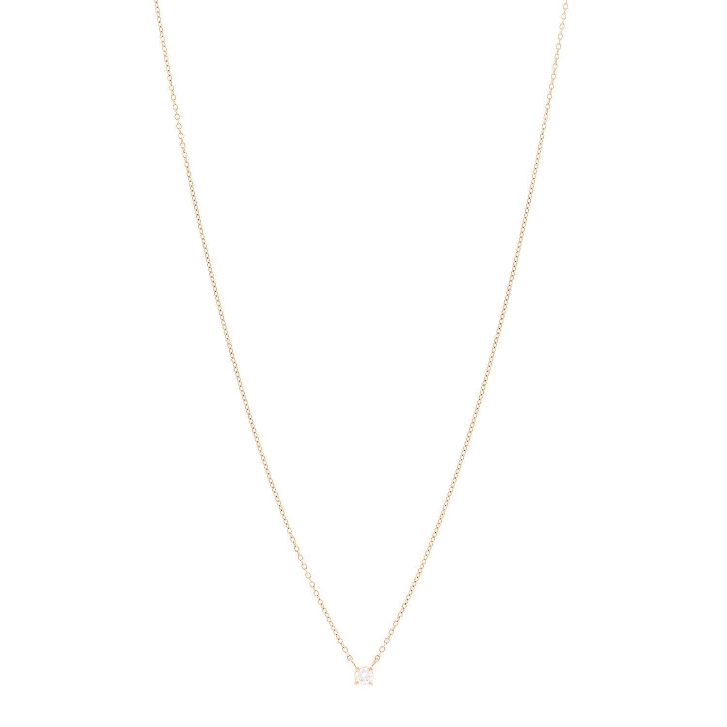 Tiffany 18K Rose Gold Diamond .14ct Solitaire Pendant Necklace 1 of 5