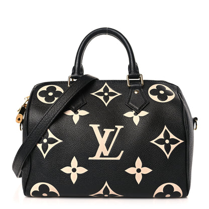 Louis Vuitton Empreinte Monogram Giant Speedy Bandouliere 25 Black Beige 1 of 9