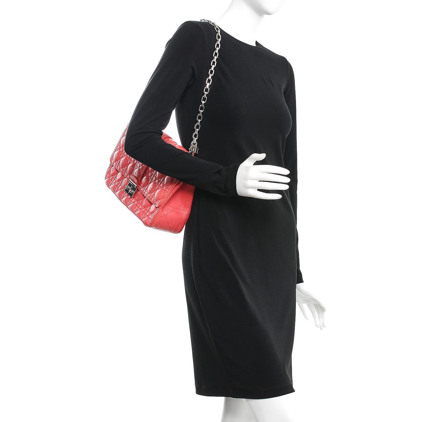 Lambskin Cannage Large Miss Dior Flap Coral