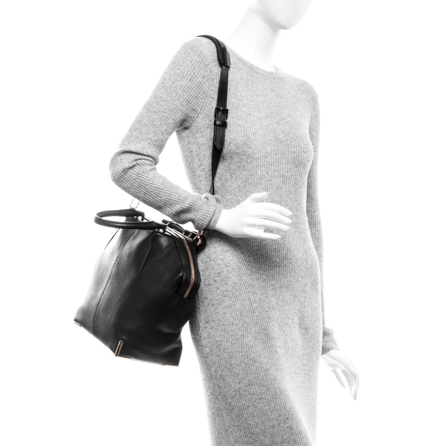Alexander Wang Pebbled Calfskin Small Emile Soft Black Rose Gold Hardware 2 of 14