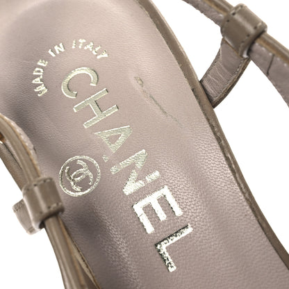 Chanel Metallic Lambskin Cap Toe CC Slingback Heels 36 Beige Gold 13 of 17