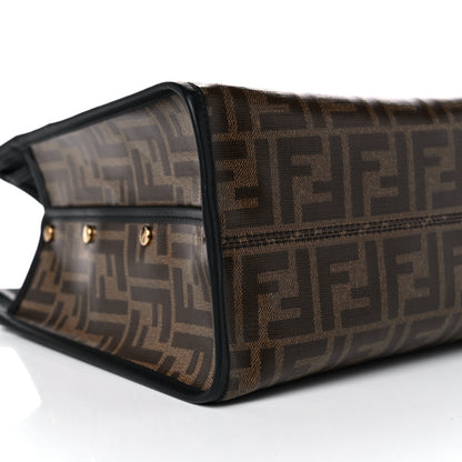 Fendi Glazed Fabric Vitello Century FF 1974 Stamp Patch Medium Peekaboo Defender Cover Mogano Panna Black 8 of 12