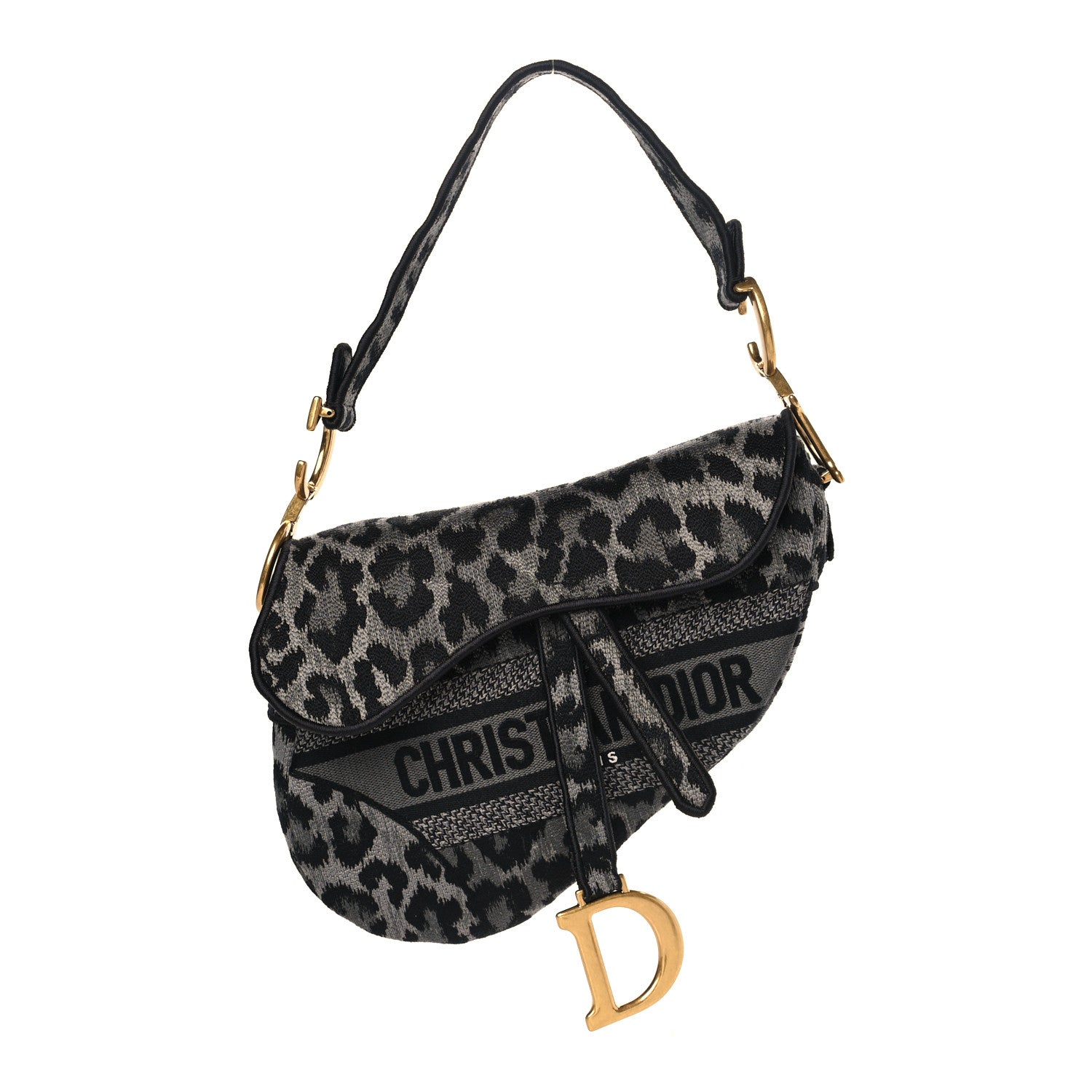 Christian Dior Canvas Mizza Embroidered Saddle Bag Gray 1 of 9