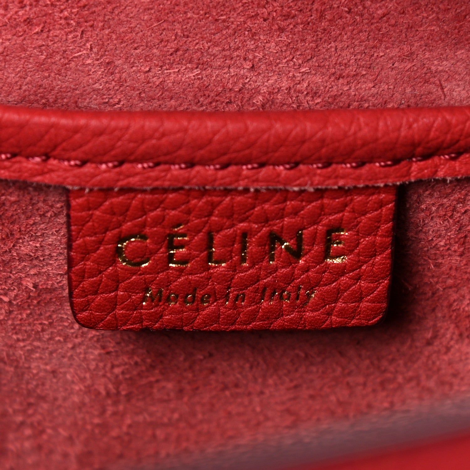 Celine Drummed Calfskin Nano Luggage Red 5 of 27