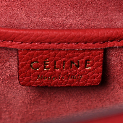 Celine Drummed Calfskin Nano Luggage Red 5 of 27