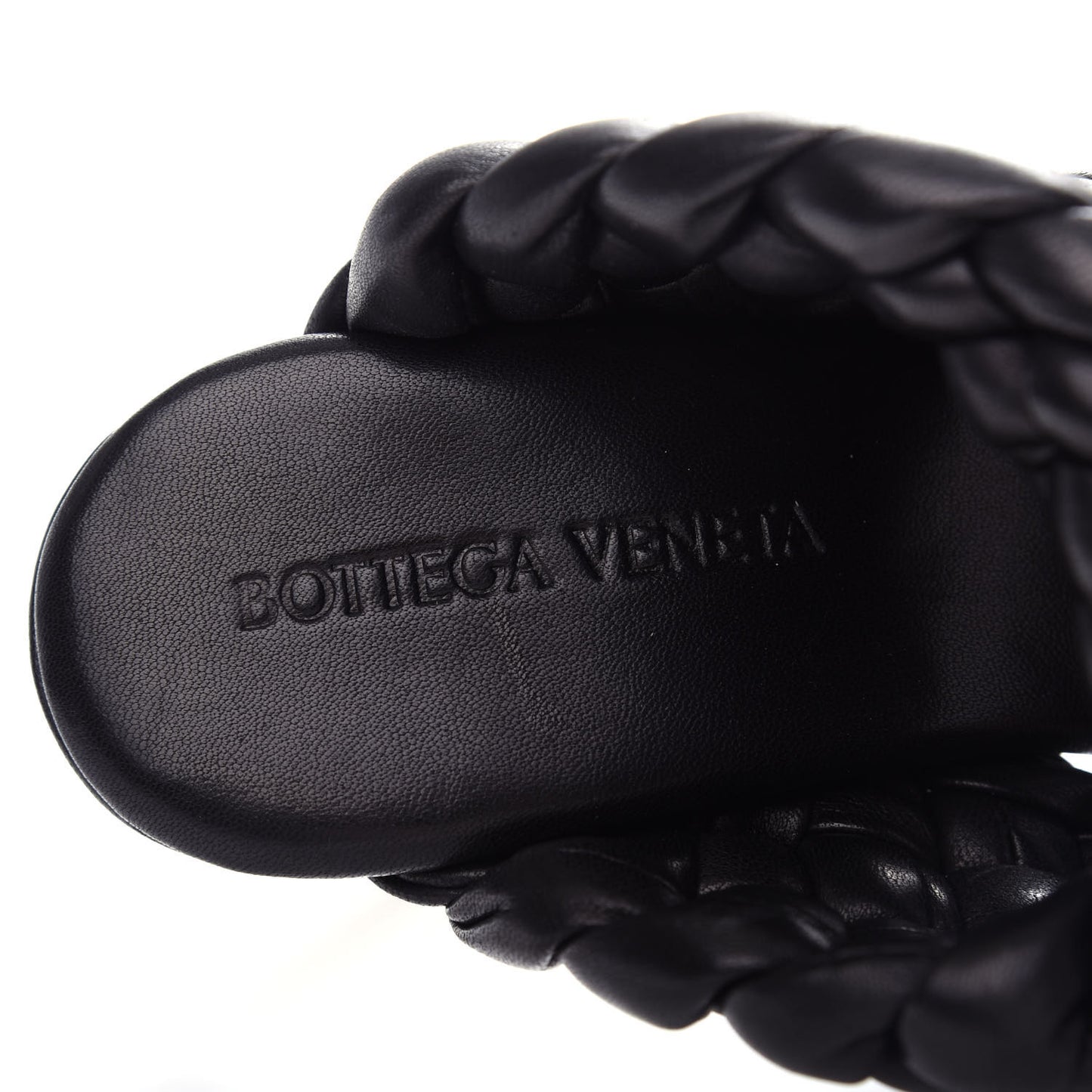 Nappa Twisted Padded Intrecciato Curve Slide Sandals 37 Black