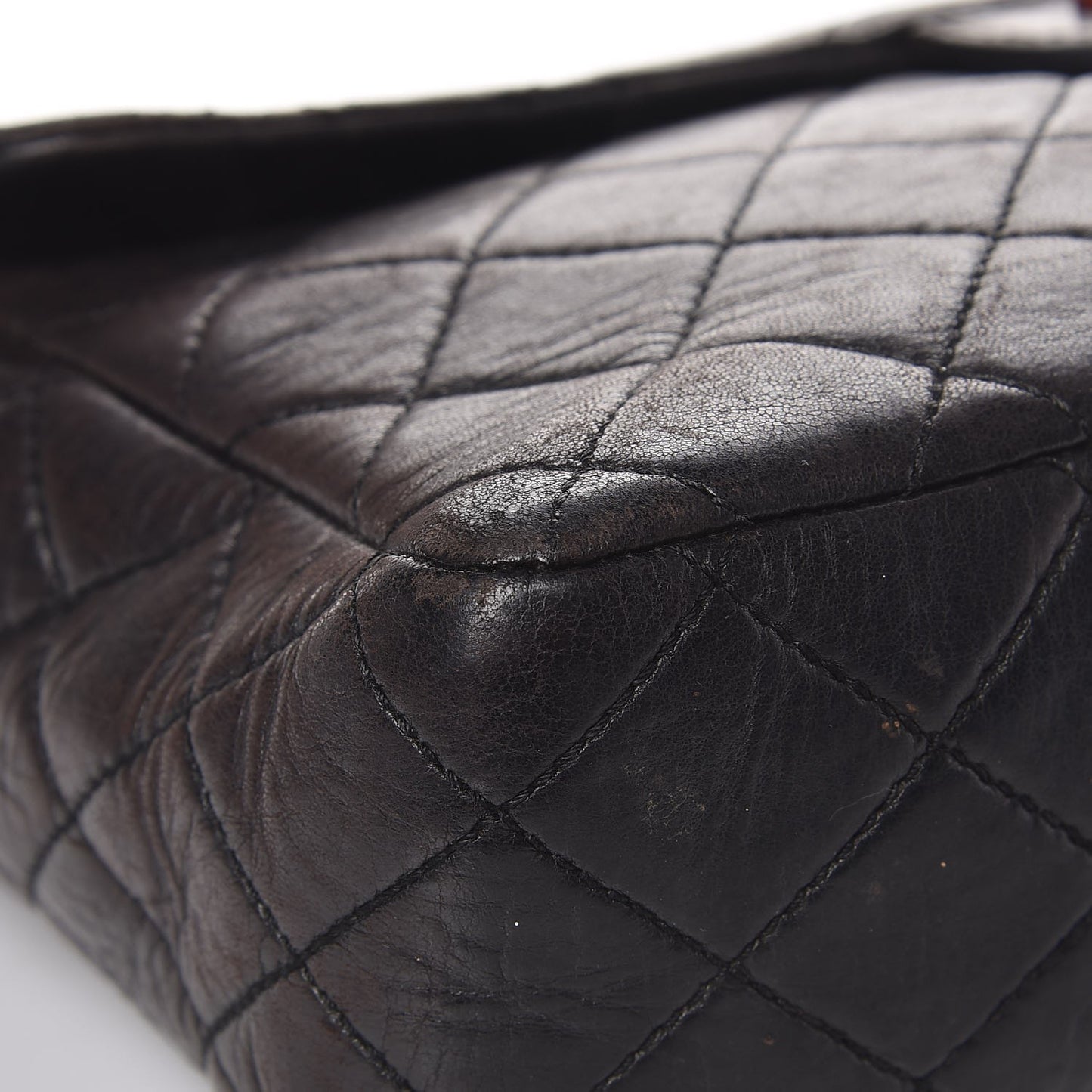 Lambskin Quilted Bekko Jumbo Single Flap Black