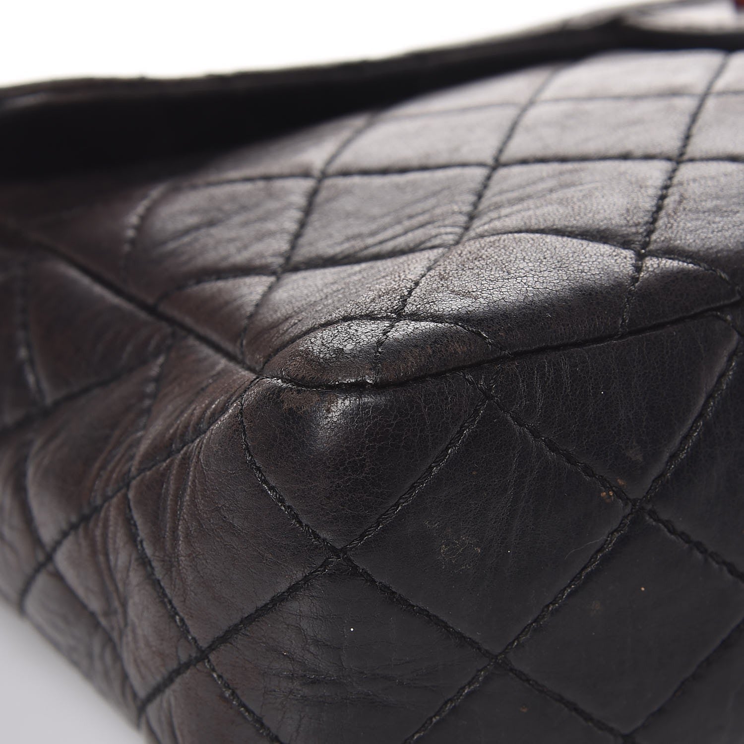 Chanel Lambskin Quilted Bekko Jumbo Single Flap Black 16 of 30