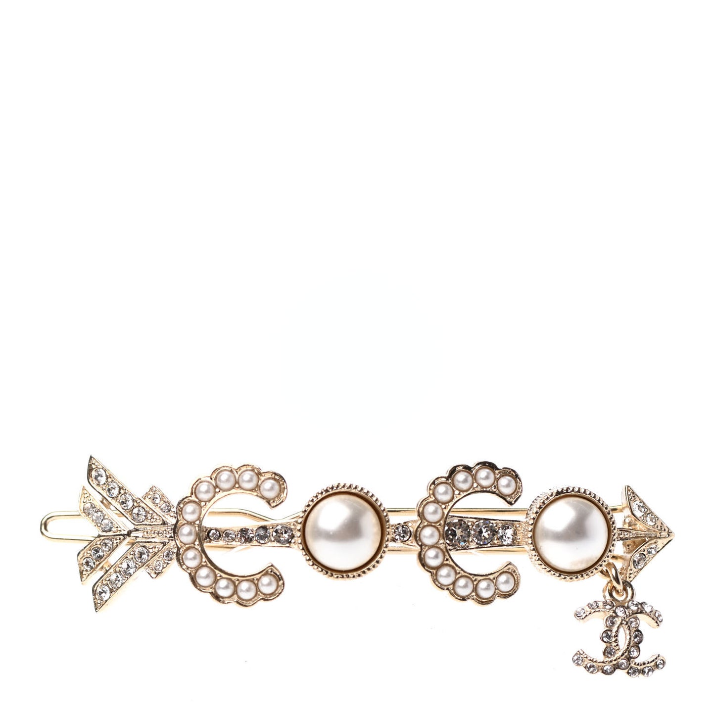 Pearl Crystal Queen of France Brooch Barrette Gold