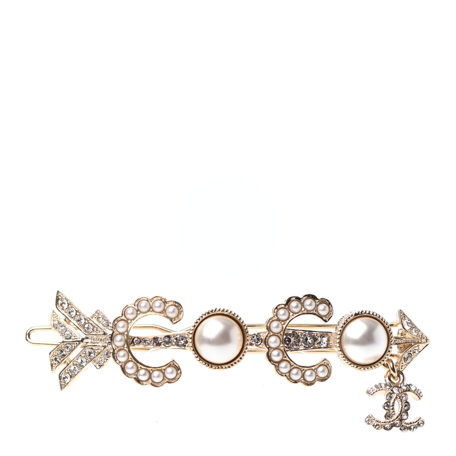 Chanel Pearl Crystal Queen of France Brooch Barrette Gold 1 of 4