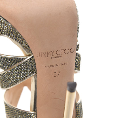 Jimmy Choo Lame Glitter Collar Sandal 37 Light Bronze 6 of 7