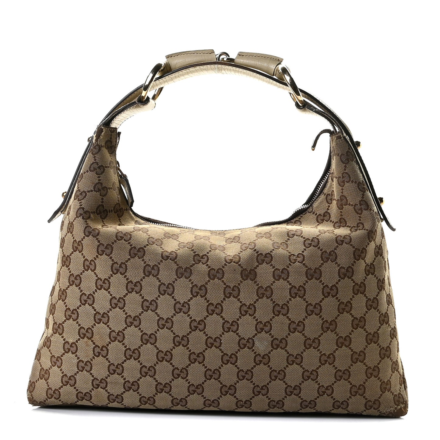 Monogram Medium Horsebit Chain Hobo Off White