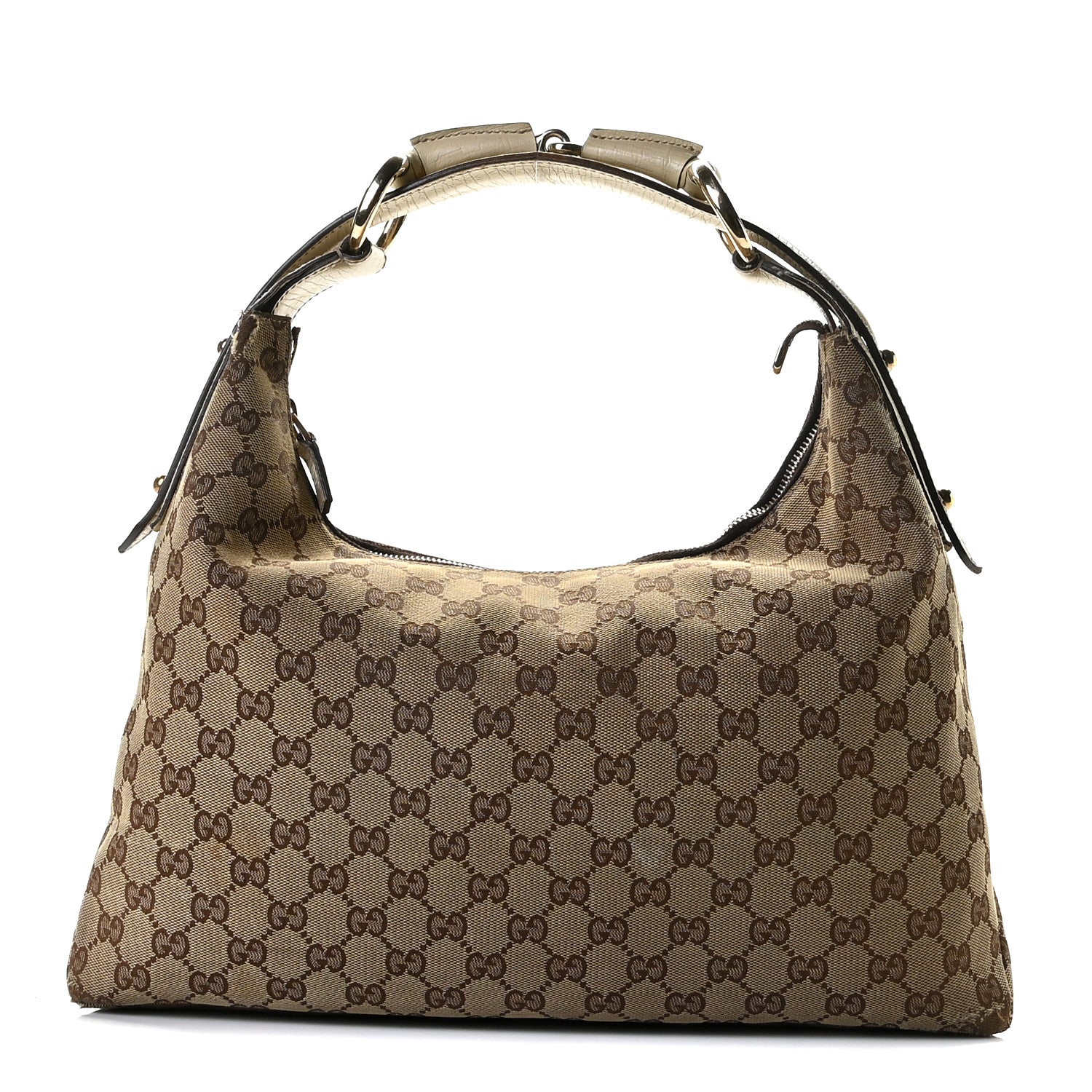 Gucci Monogram Medium Horsebit Chain Hobo Off White 1 of 14