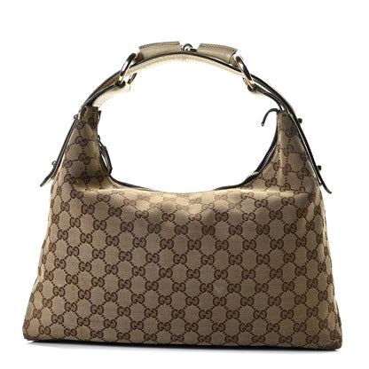 Gucci Monogram Medium Horsebit Chain Hobo Off White 1 of 14