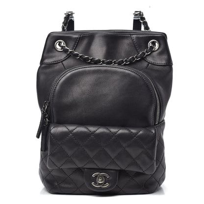 Chanel Lambskin Quilted Drawstring Backpack Black 1 of 11