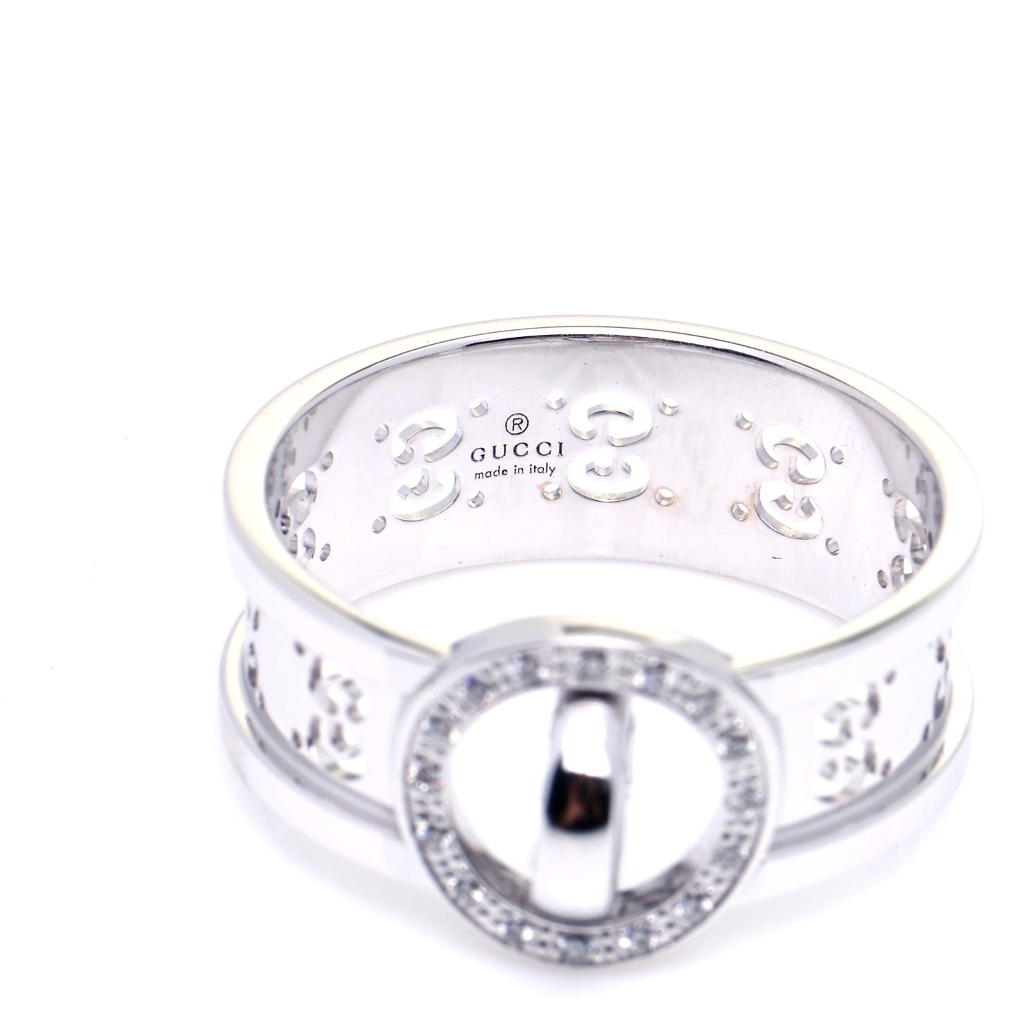 18K White Gold Diamond 10mm Icon Twirl Band Ring 54 7