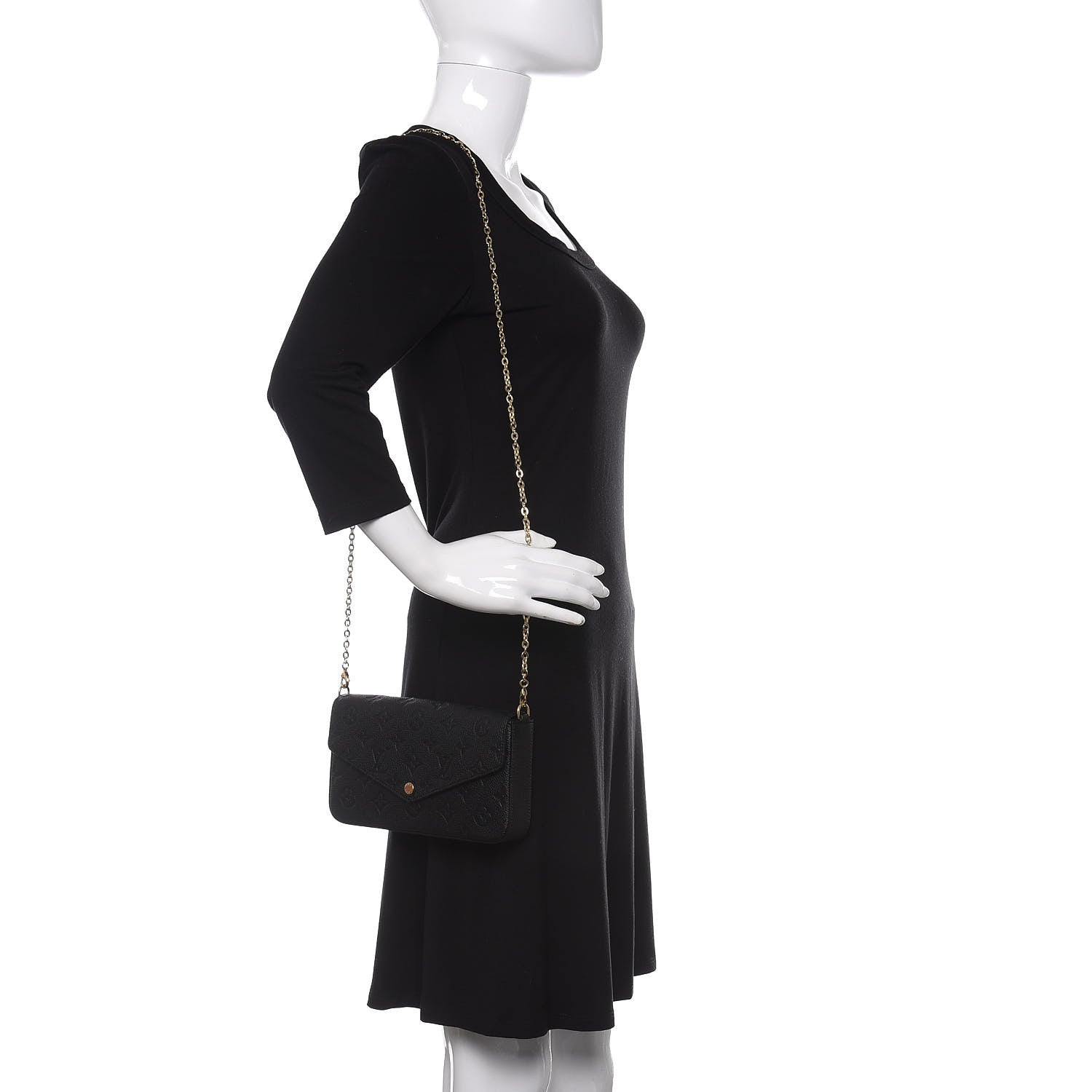 Louis Vuitton Empreinte Pochette Felicie Chain Wallet Black 2 of 11