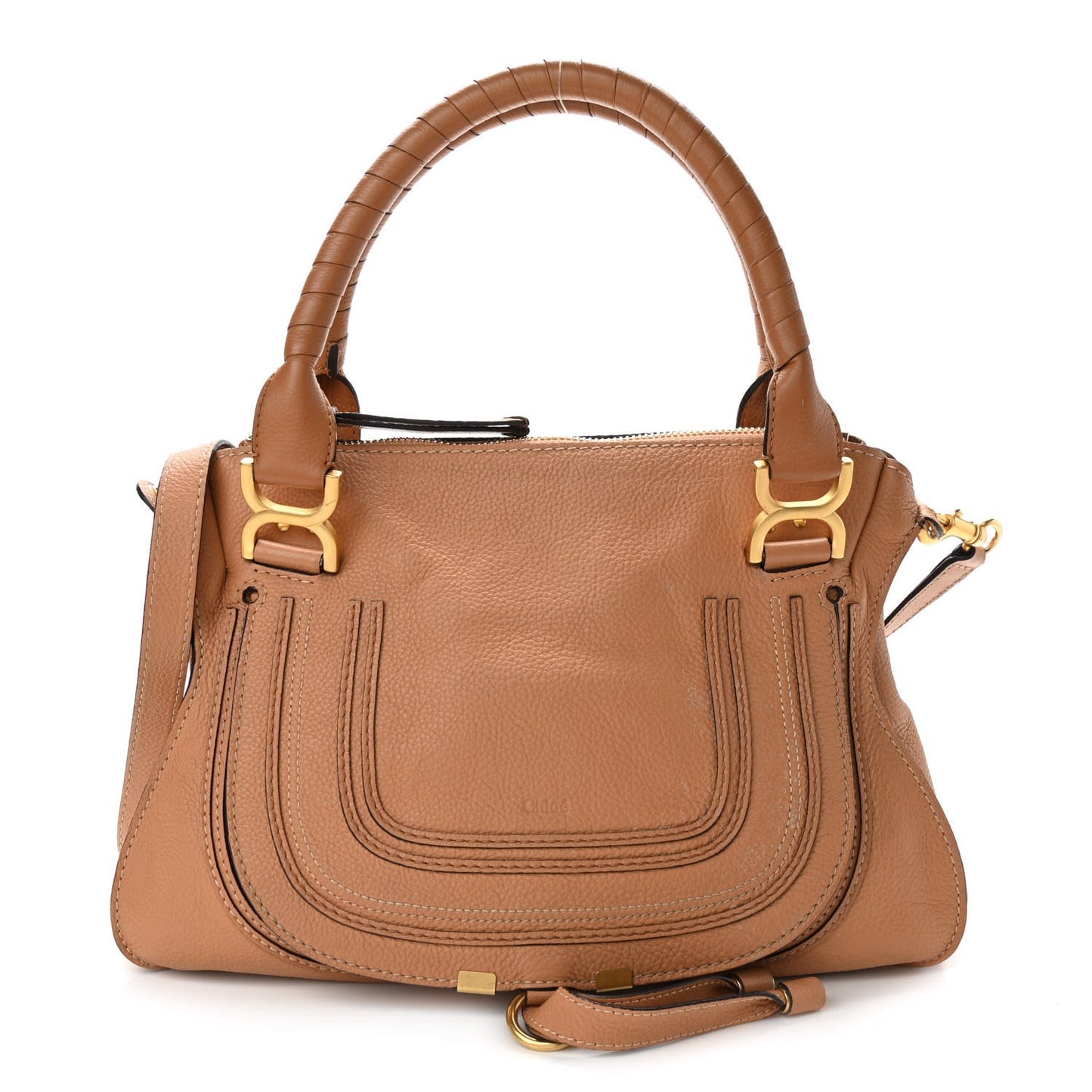 Calfskin Medium Marcie Satchel Light Tan