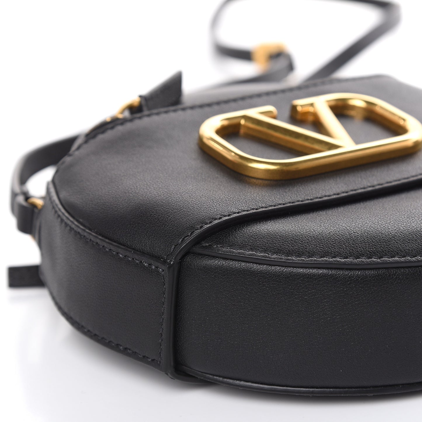 Calfskin VLogo Round Crossbody Bag Black