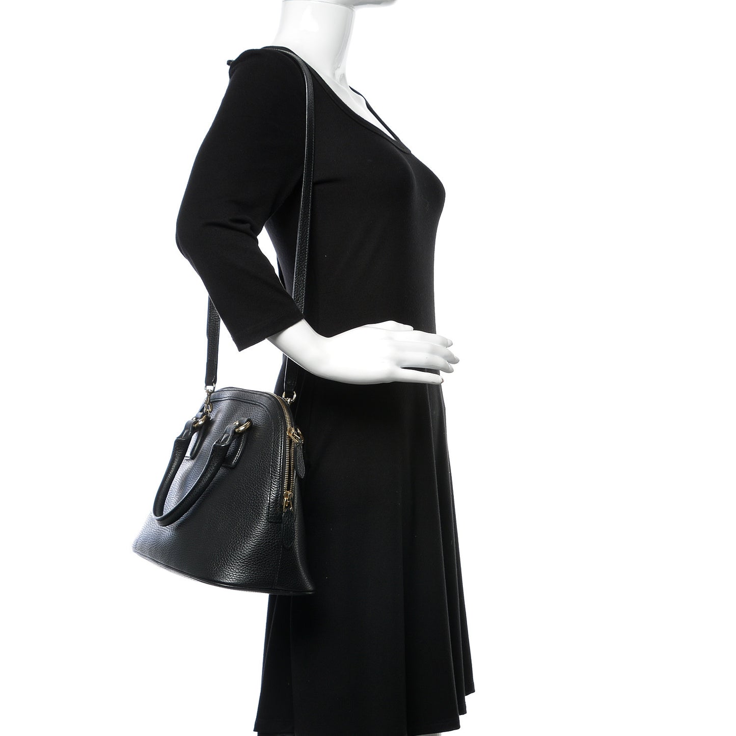 Calfskin Medium Dome Bag Black