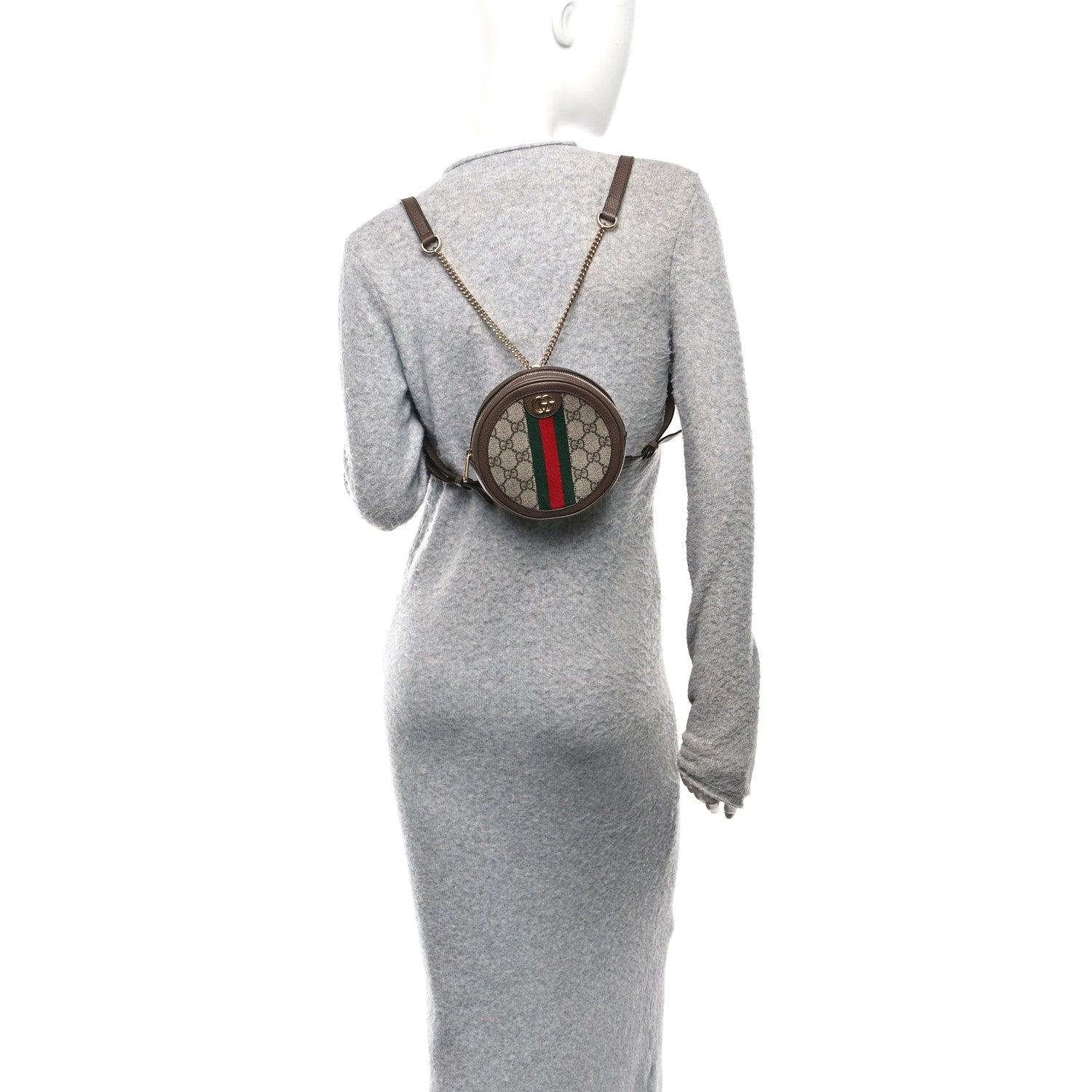 Gucci GG Supreme Monogram Web Mini Ophidia Round Backpack Brown 2 of 9