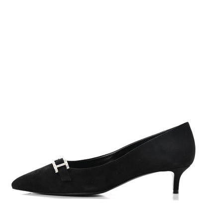 Hermes Suede Goatskin Blush 40 Pumps 36 Black 1 of 8