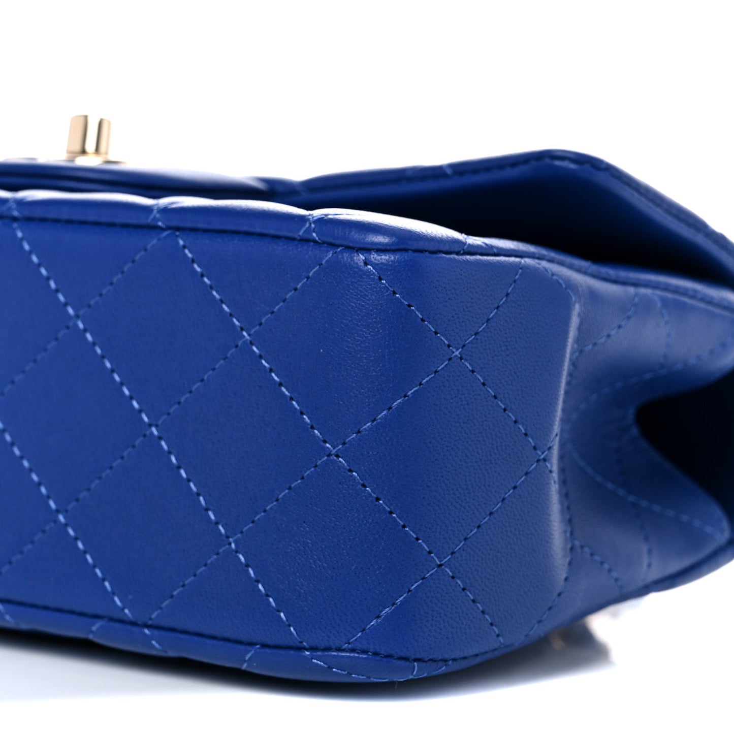 Lambskin Quilted Mini Top Handle Rectangular Flap Dark Blue