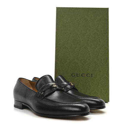 Gucci Lambskin Mens Interlocking G Loafers 10 Black 9 of 9