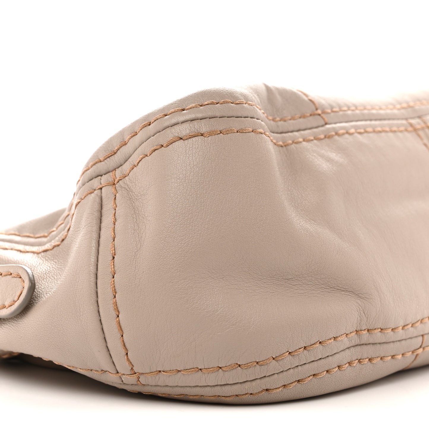 Soft Calfskin Stitched Shoulder Bag  Argilla