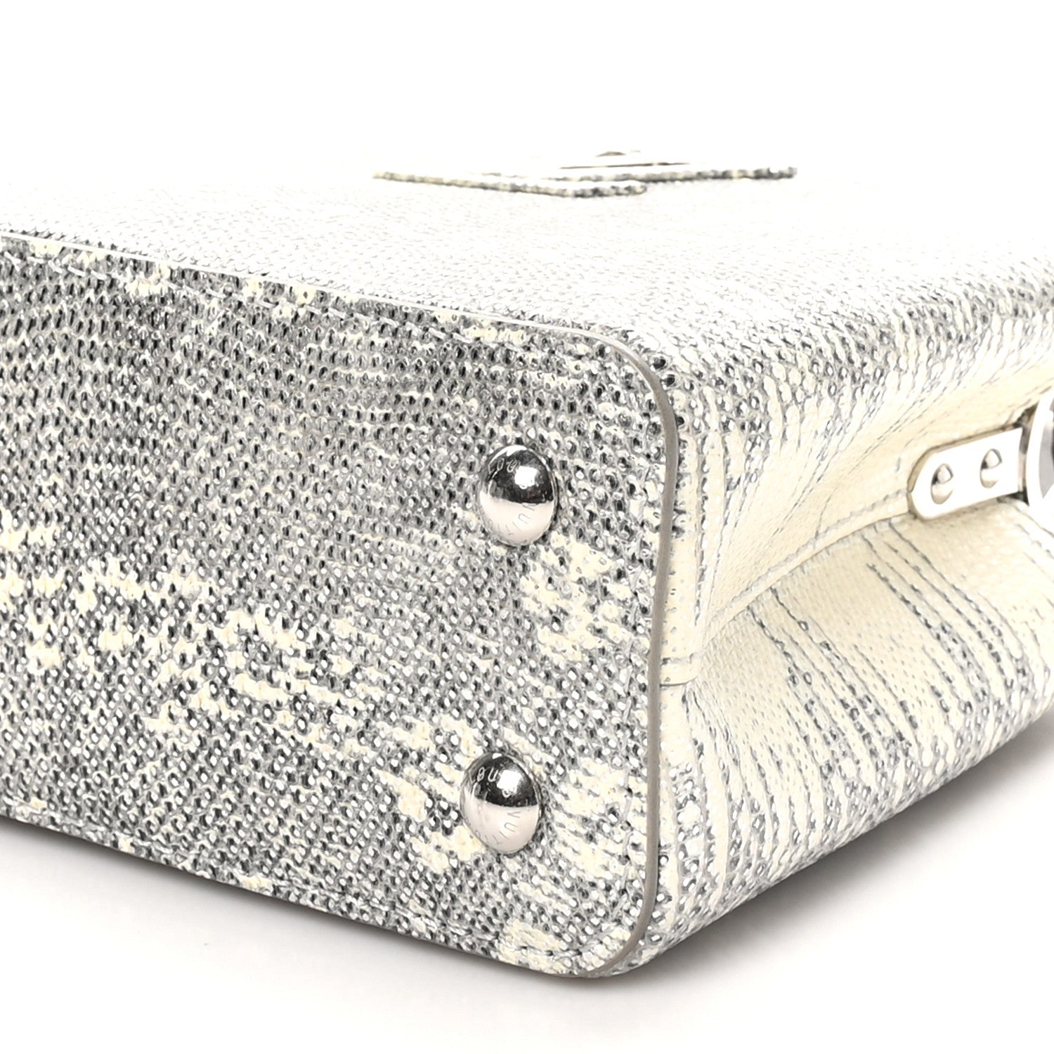 Louis Vuitton Lizard Mini Capucines Argento 9 of 10