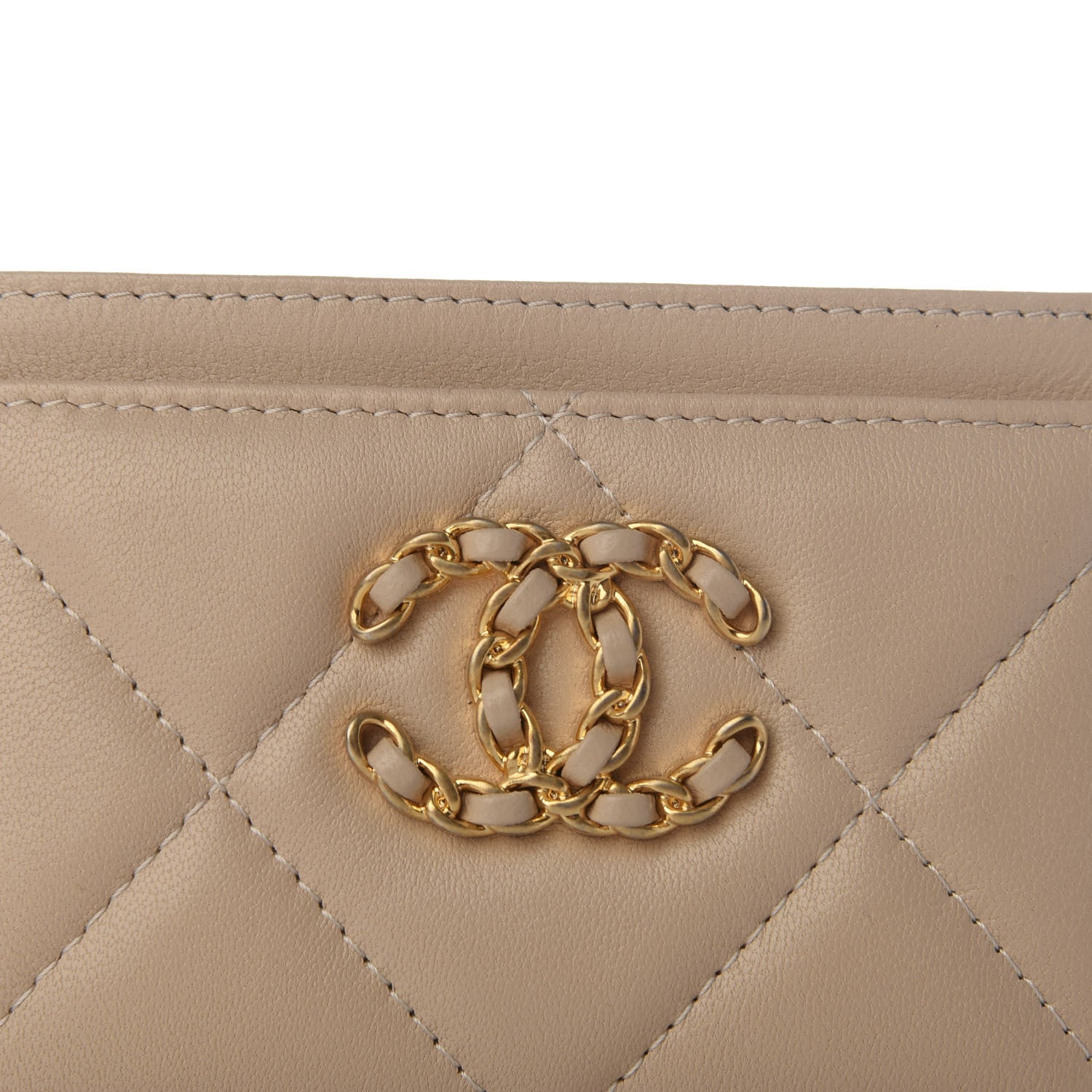 Chanel Goatskin Quilted 19 Card Holder Beige 3 of 6