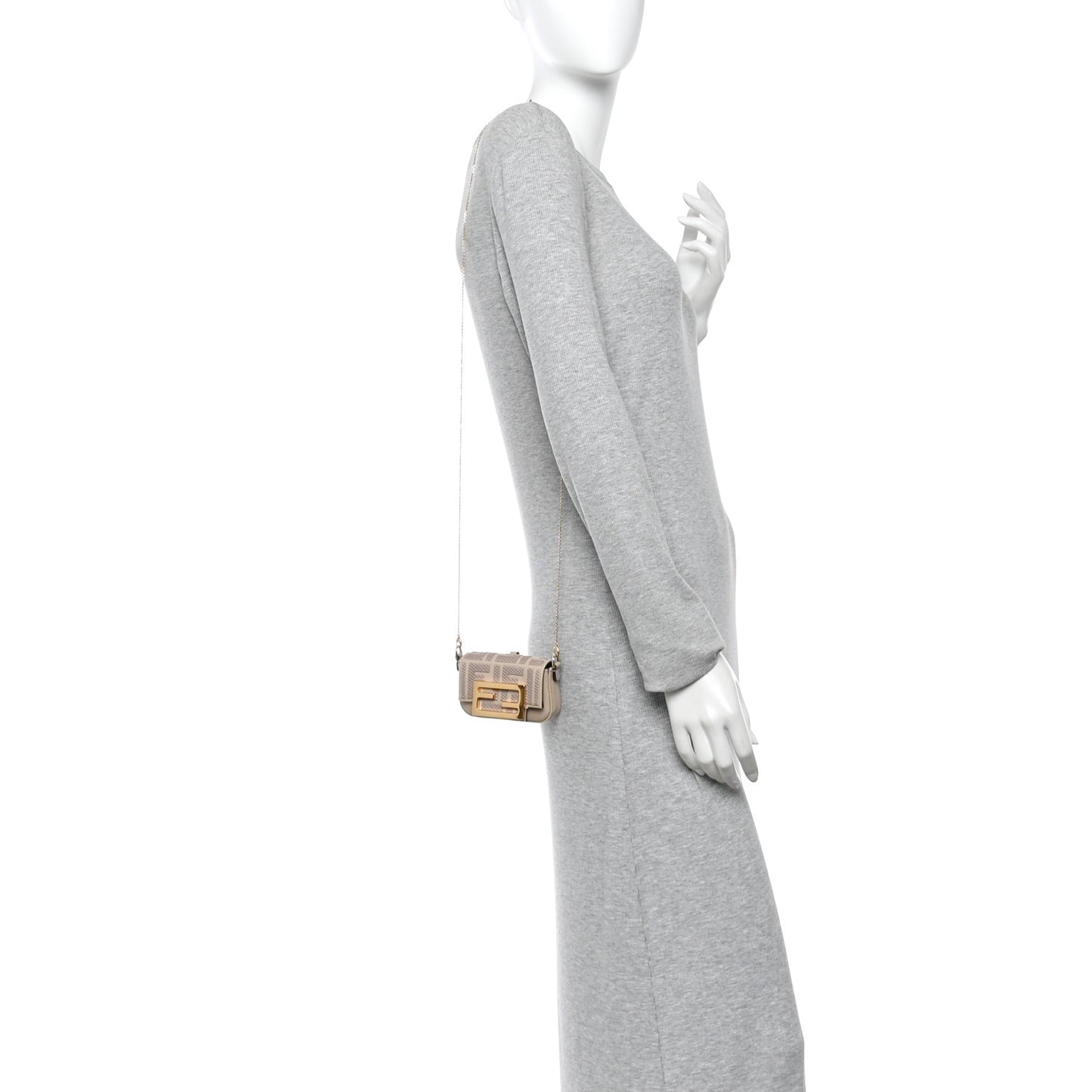 Canvas Vitello King FF Embroidered Nano Maxi Buckle Baguette Charm Nuvola