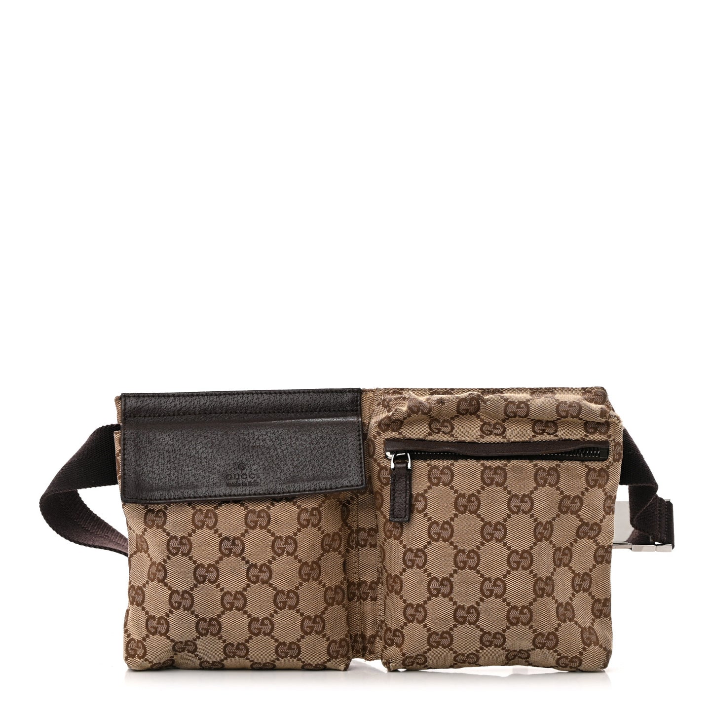 Monogram Double Pocket Belt Bag Dark Brown