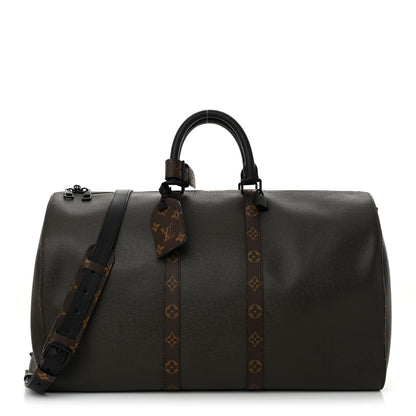 Louis Vuitton Taiga Monogram Keepall Bandouliere 50 Khaki 1 of 12