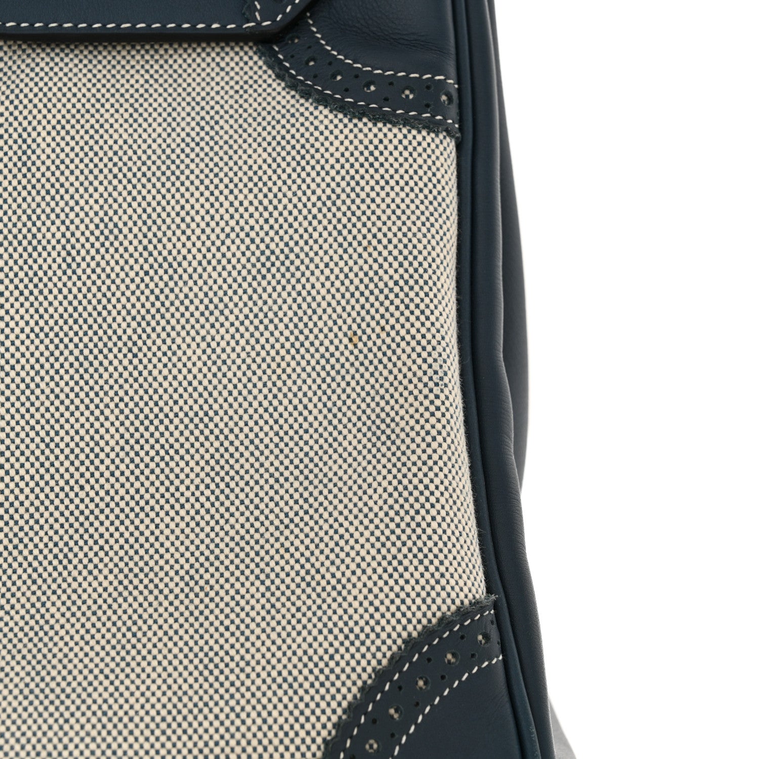 Hermes Swift Toile Ghillies Birkin 35  Bleu Saphir 12 of 13