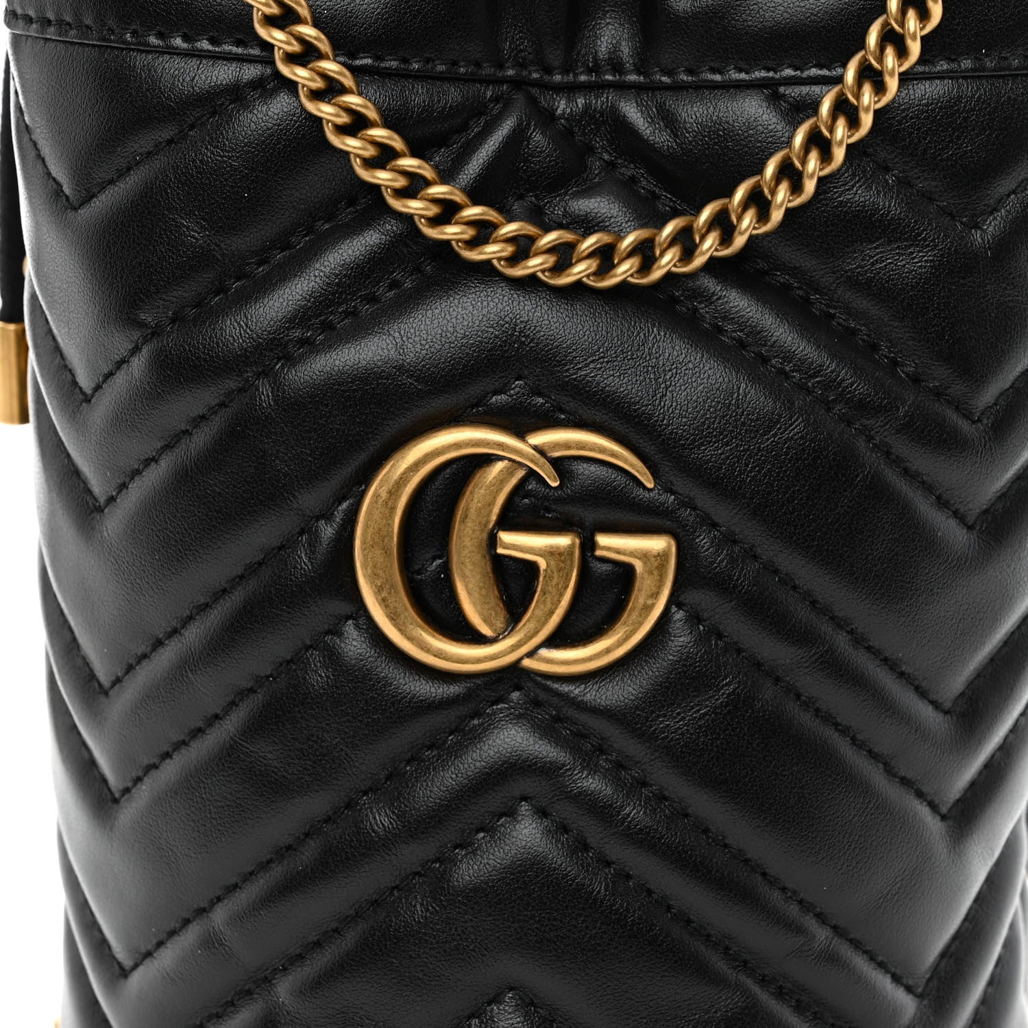 Gucci Calfskin Matelasse Mini GG Marmont 2.0 Bucket Bag Black 7 of 9
