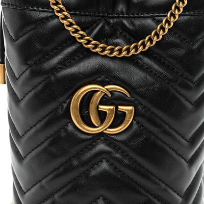 Gucci Calfskin Matelasse Mini GG Marmont 2.0 Bucket Bag Black 7 of 9