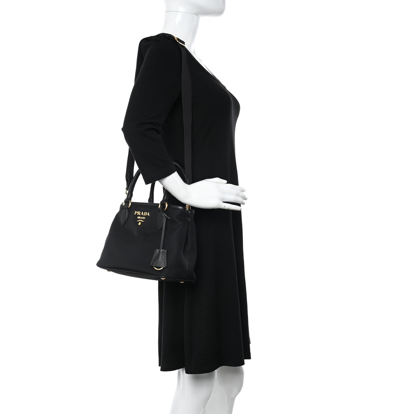 Tessuto Nylon Saffiano Small Tote Black