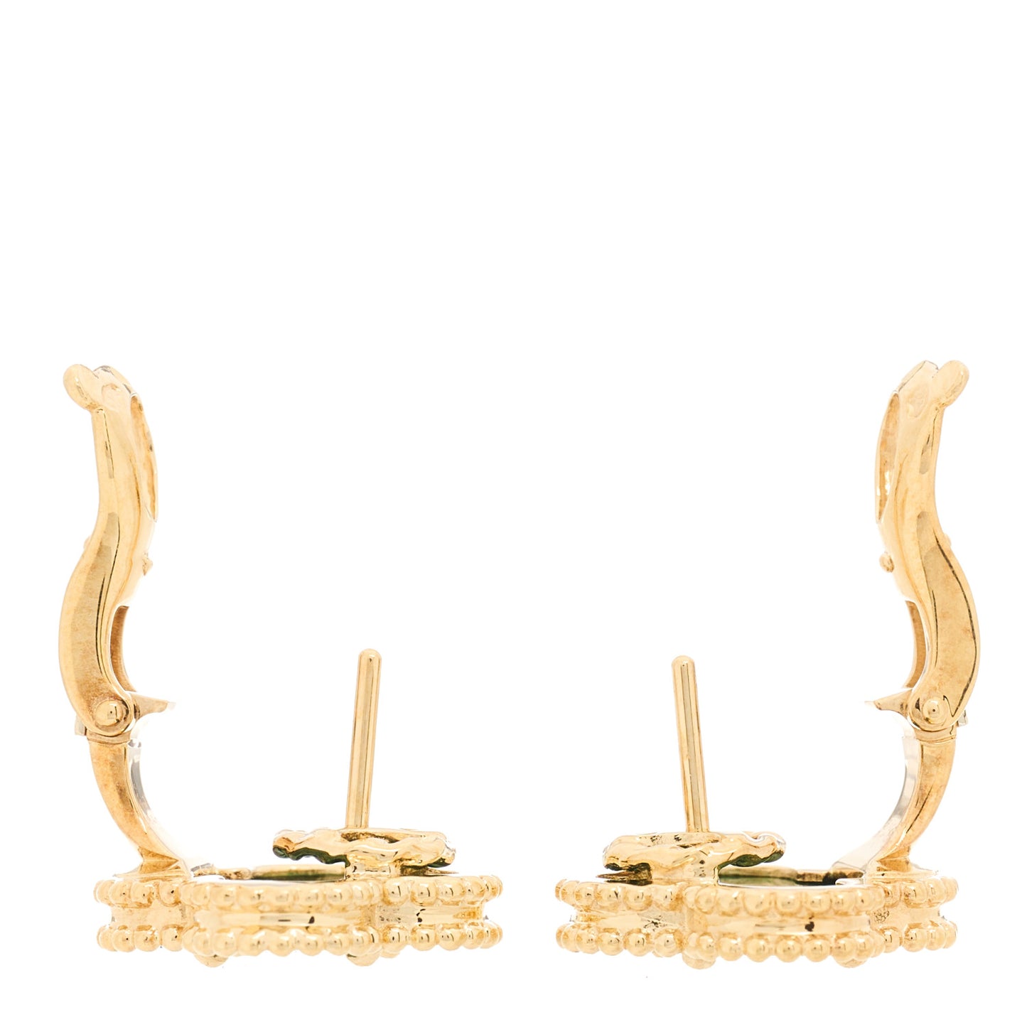 18K Yellow Gold Malachite Vintage Alhambra Earrings