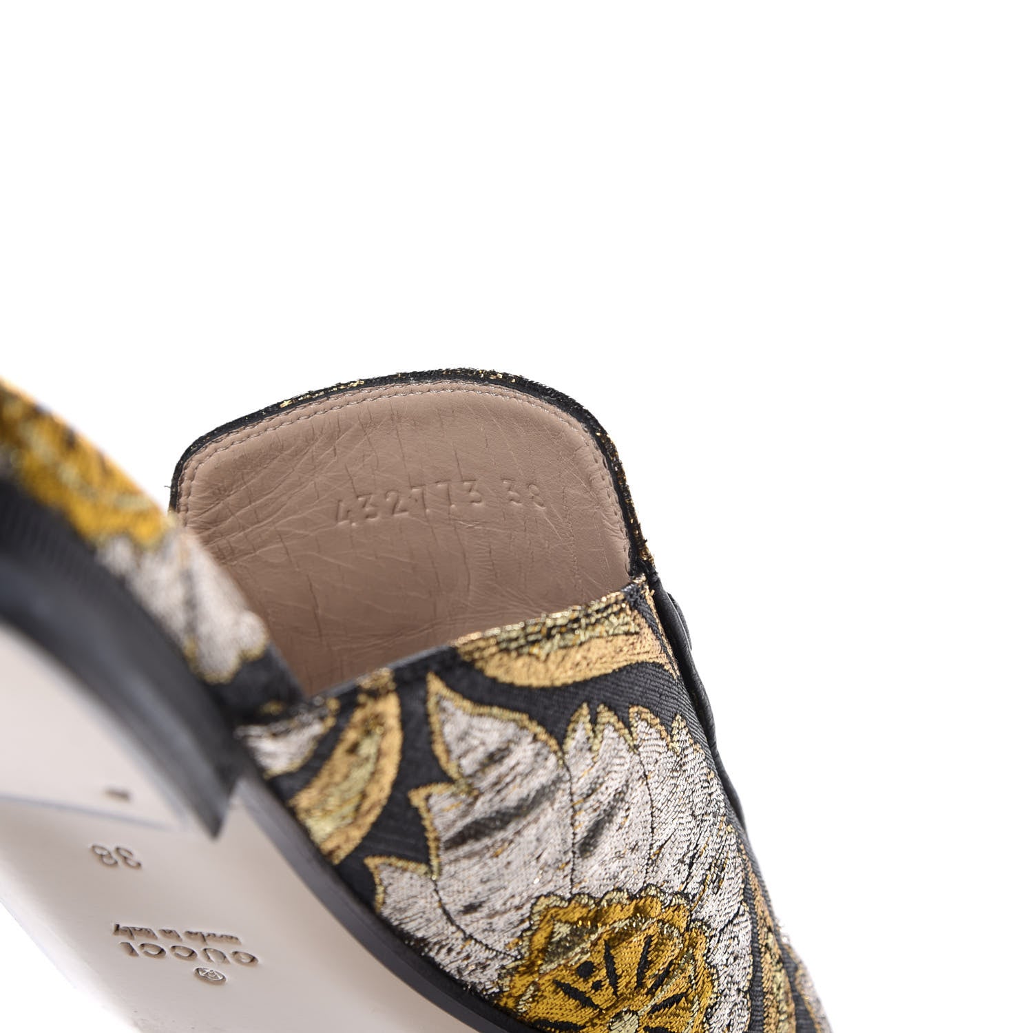 Gucci Jacquard Floral Womens Princetown Slippers 38 Oro Black 9 of 10