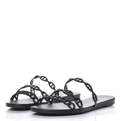 Hermes Rubber Chaine d'Ancre Rivage Sandals 41 Black 2 of 6