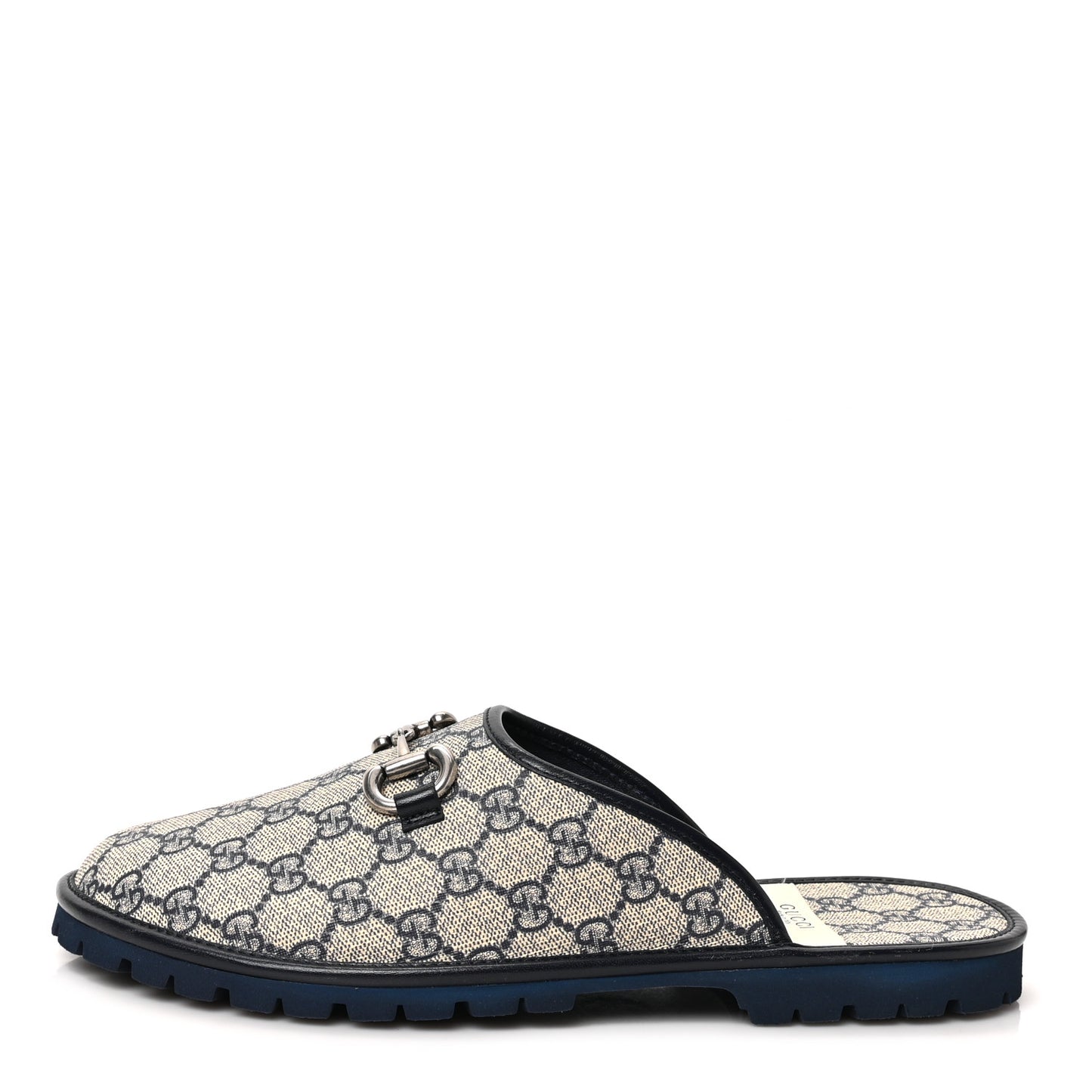 GG Supreme Monogram Granada Kid Mens Horsebit Lug Sole Mules 9 Beige Blue