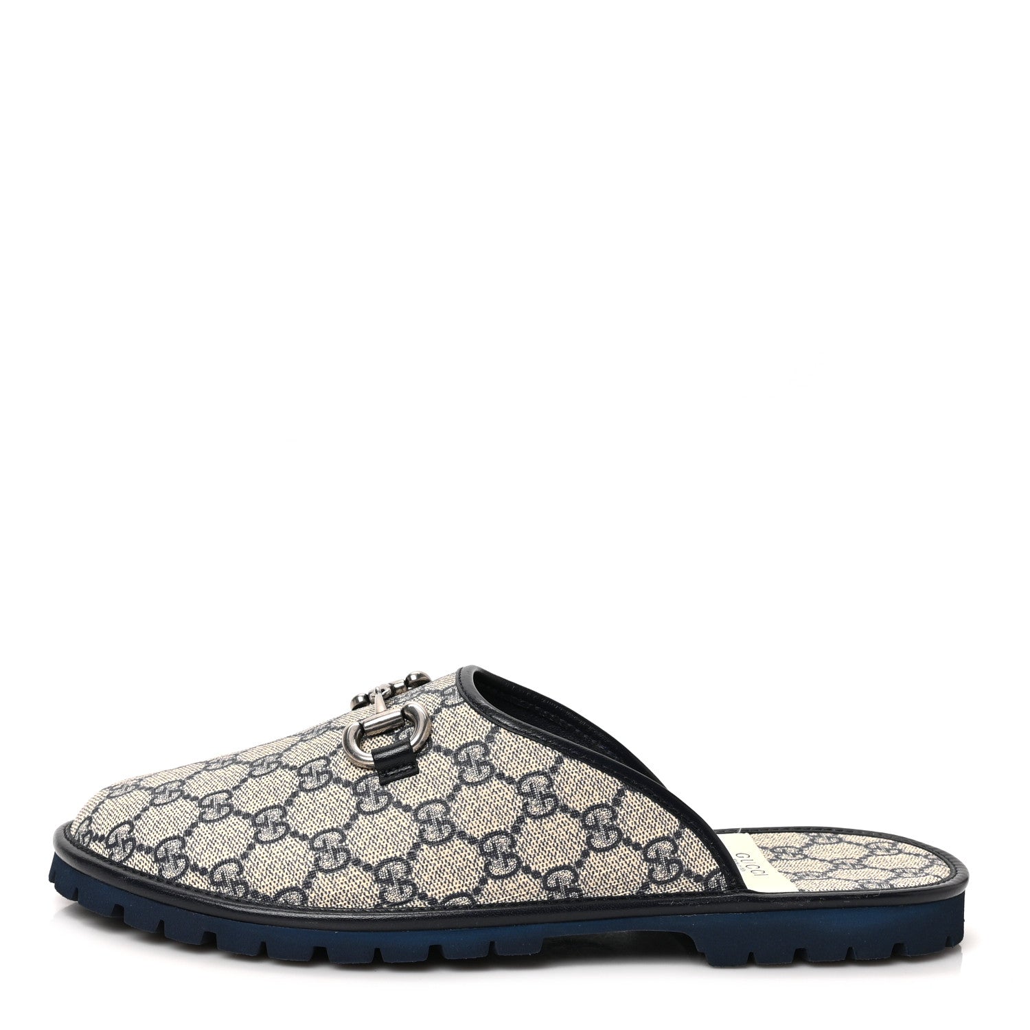 Gucci GG Supreme Monogram Granada Kid Mens Horsebit Lug Sole Mules 9 Beige Blue 1 of 9