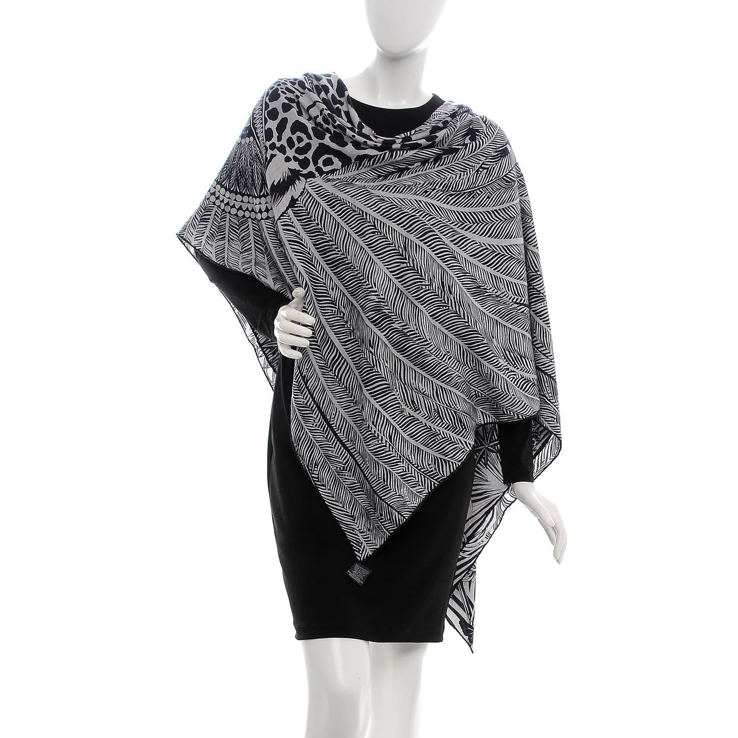 Cashmere Silk Jaguar Quetzal Shawl 140 Gris Chine Bleu Noir Gris