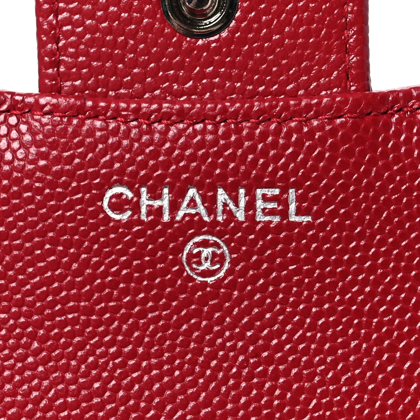 Caviar Quilted Compact Flap Wallet Dark Red