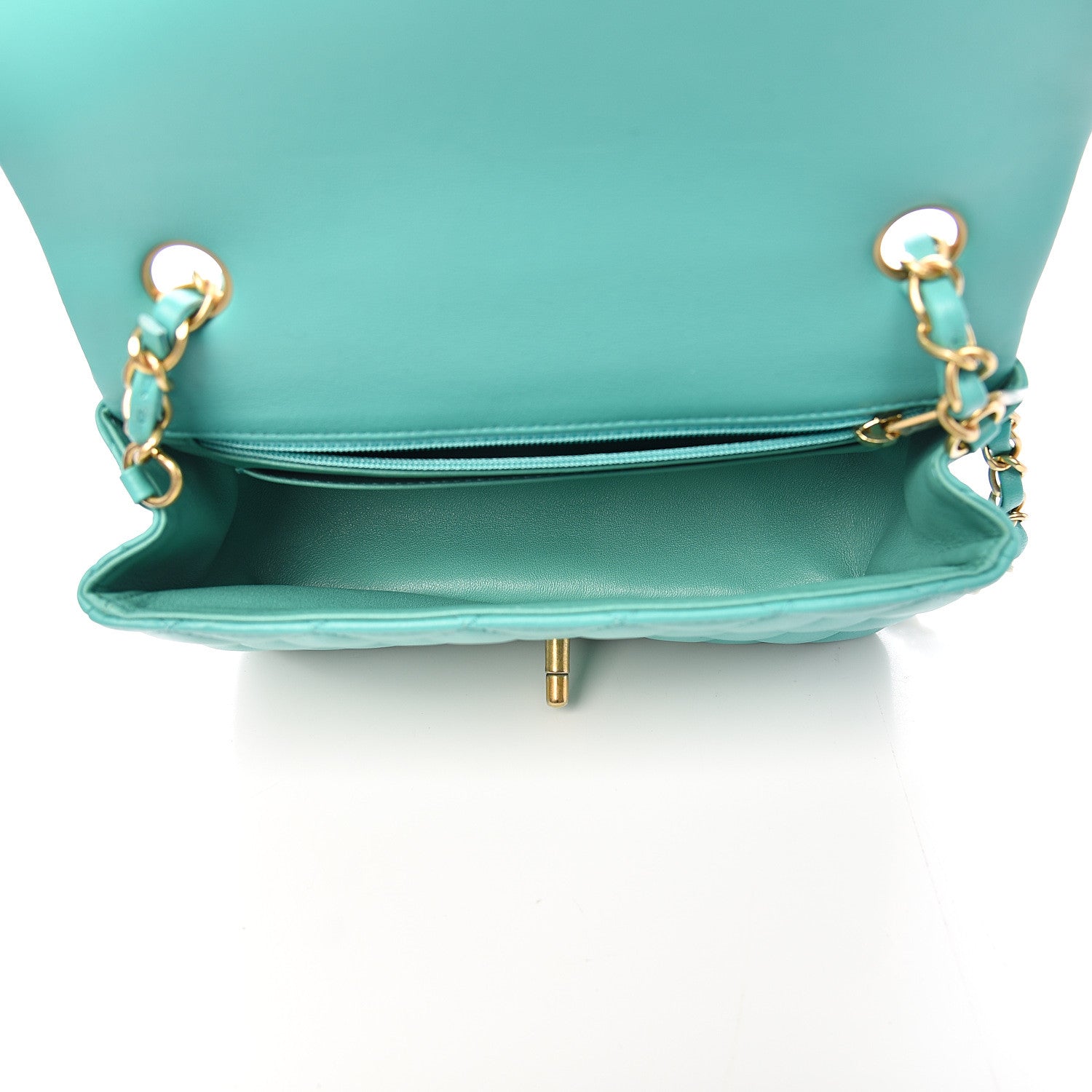 Chanel Lambskin Quilted Mini Rectangular Flap Turquoise 4 of 12